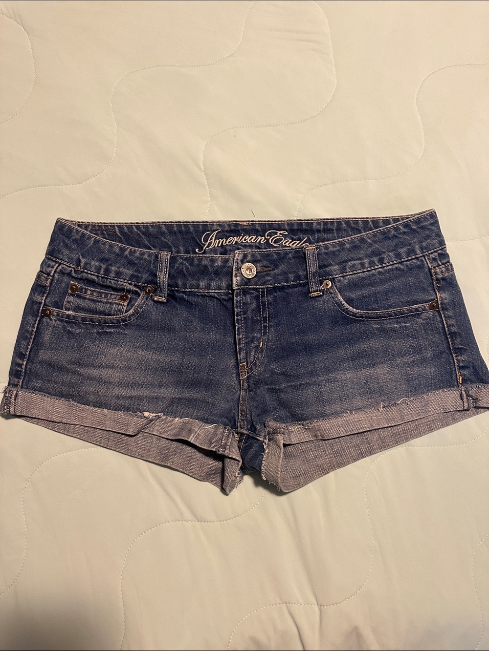 American Eagle Outfitters Blue Denim Rolled Cuff Jean Shorts